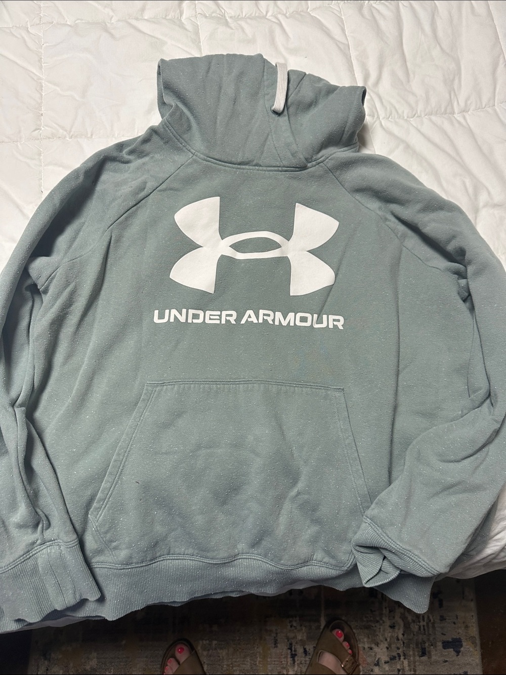 Under Armour Mint Green Pullover Hoodie with White Logo